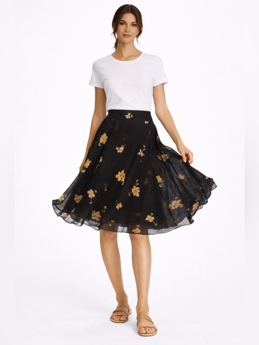 Sportmax  Floral Skirt Black Italian Designer Pleated 8